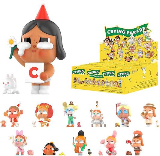 POP MART CRYBABY Crying Parade Series Blind Box Figures, Random Design Mystery Toys for Modern Home Decor