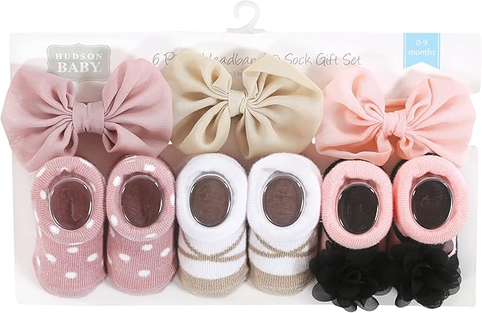 Hudson Baby Girl's Headband and Socks Giftset