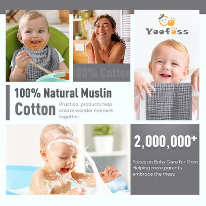 Yoofoss Muslin Burp Cloths for Baby 10 Pack 100% Cotton 20''X10'' Super