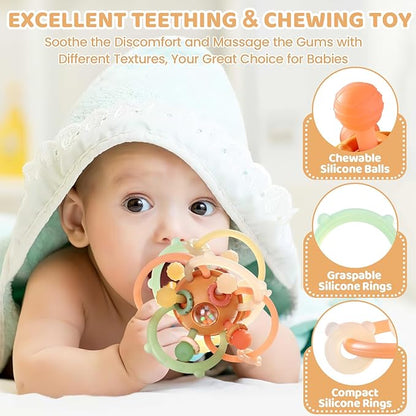 Orzbow Baby Sensory Teething Teether Toys, Infant Montessori Toys 3-6-12-18 Months