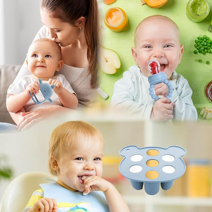 Baby Fruit Feeder Pacifier - 3 Pack | 1 Baby Food Feeder & 1 Baby Teether & 1 Baby Popsicle Molds