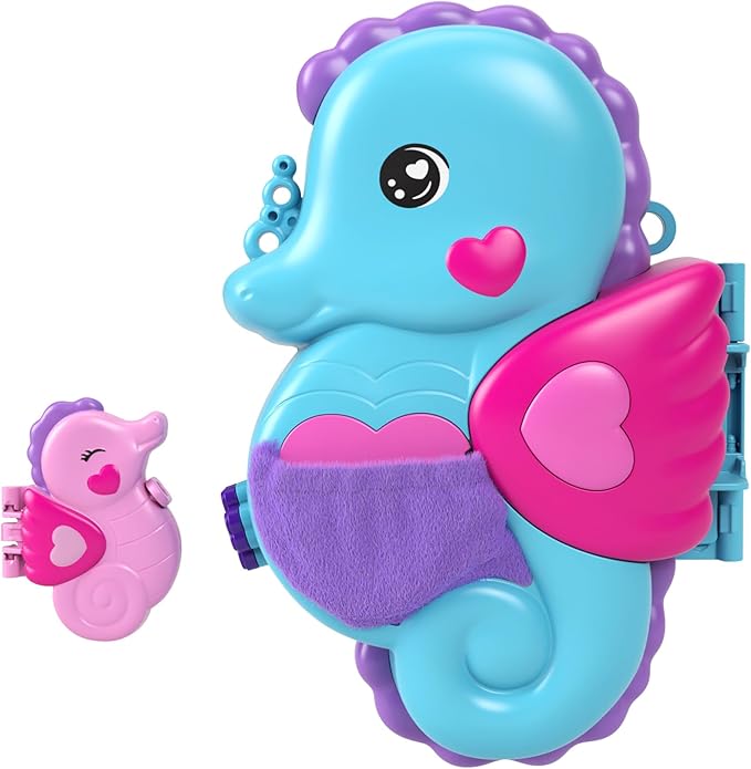 Polly Pocket - Seahorse Bag, 2-in-1 Playset with Polly and Shani Dolls 13 Accessories 4+ Years, HWP03