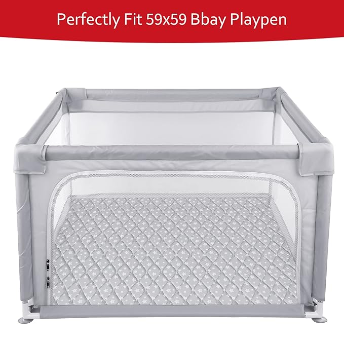 Premium Foam Baby Play Mat 59" X 59" Fit for ZEEBABA 59" x59" Playpen or Yobear Baby Playpen, Non-Slip Baby Playpen Mat for Playing