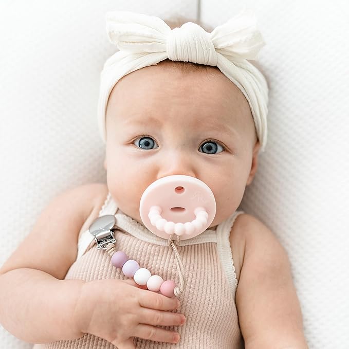 Ryan & Rose Cutie PAT Pacifier Teether (Slant, Pink)