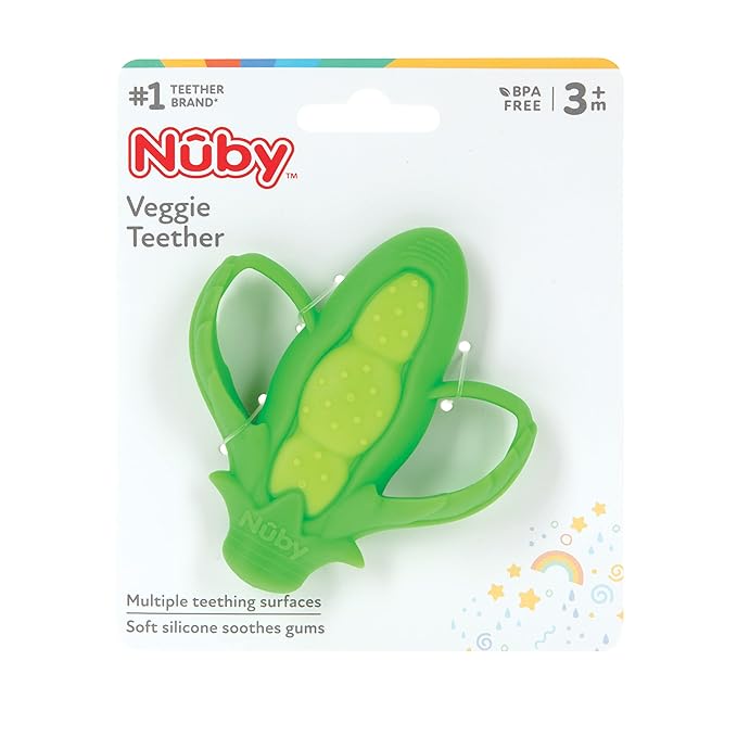 Nuby Veggie Teether for Teething Relief - Soft Baby Teething Toy 3+ Months