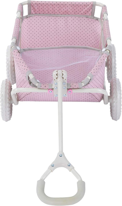 Olivia's Little World - Polka Dots Folding Princess Baby Doll Wagon, Toy Storage Wagon