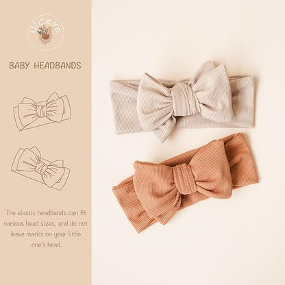 Niceye Baby Girl Bows and Headbands, Stretchy Hair Bow Bands 8 Packs
