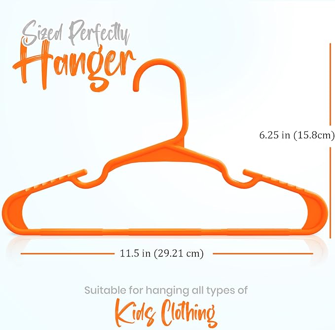 Utopia Home 60 Pack Kids Hangers - 11.5 Inch Plastic Baby Hangers for Closet - Childrens Hanger for Clothes & Infant Hanger for Closet - Ideal for Everyday Standard Use (Orange)