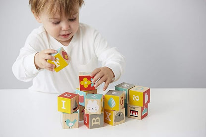 Petit Collage Eco-Friendly ABC Wooden Blocks, Set of 15 – Solid Wooden Blocks for Kids 12 Month and Older 1.75” Each,