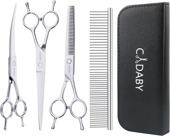 Professional Dog Grooming Scissors, 5 in 1 Kit, 4CR Stainless Steel, Silver, Suitable for Both Hands