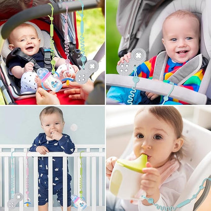 Chuya Toy Straps for Baby 3 Pcs,Silicone Baby Pacifier Holder