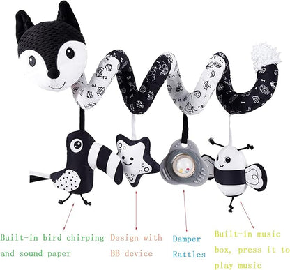 Infant Baby Black Fox Spiral Plush Activity"