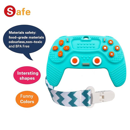 Teething Remote Control for Baby with Pacifier Clip, Funny Teethers for Baby for Baby Girl Or Boy 3-6 6-12