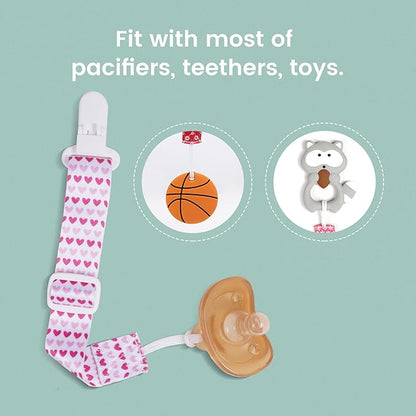 Baby Pacifier Clip with Adjustable Length Buckle,Paci Leash Binky Clips for Baby Boys and Girls 6 Gift
