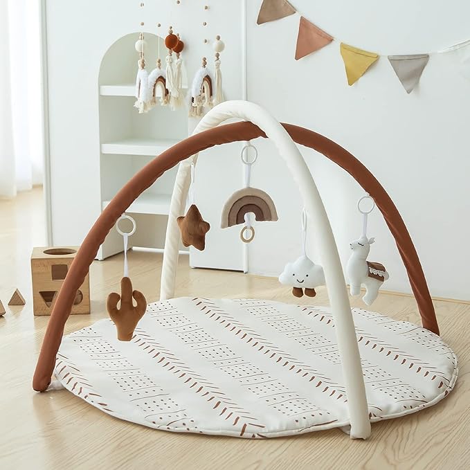 Razee Baby Gym Mat Infant Activity Gym Mudcloth Baby Activity 5 Toys