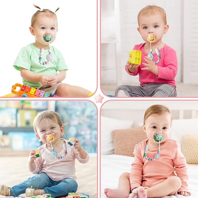 Silicone Pacifier Clip, 2 Pack Pacifier Holder for Boys and Girls