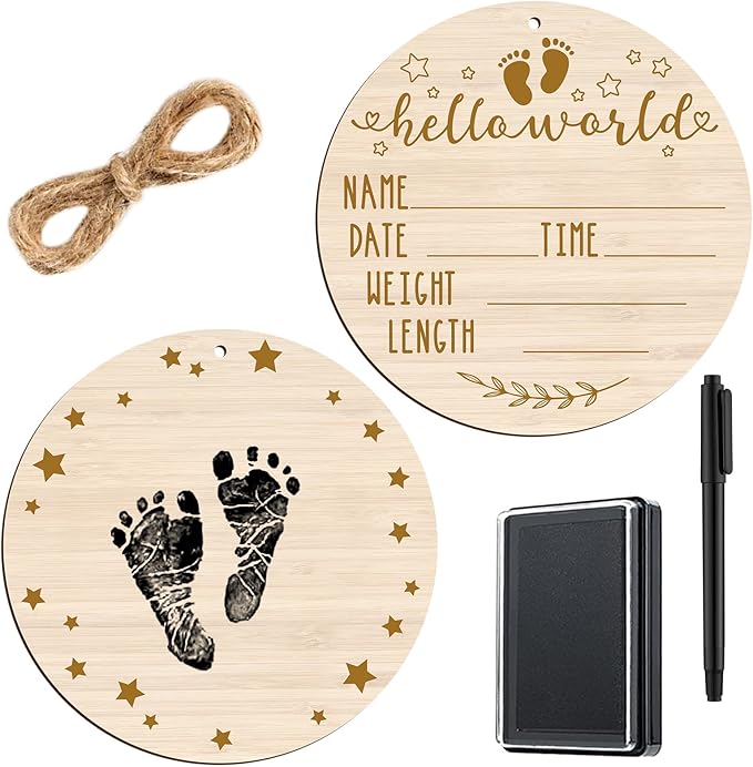 Thyle Baby Announcement Sign Wooden Baby Name Sign for Hospital