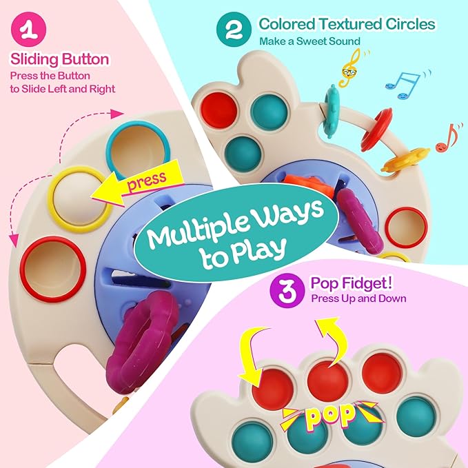 3 in 1 Montessori Toys for Baby 0-3-6-9-12 Months, Pull String Baby Teething Toys 6-12-18 Months