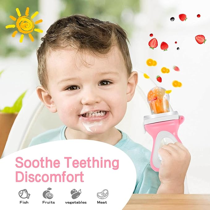 Baby Solids/Frozen Fruit Feeder Pacifier, Infant Teether Toy 4M+ 2-Pack (Candy