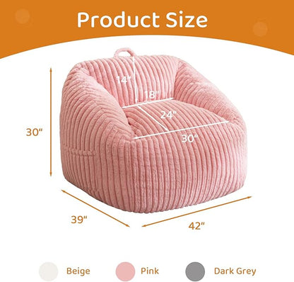 BYBYME Giant Bean Bag Chair for Adults and Kids, Large Comfy Cozy Beanbag, Floor Sofa for Teens, Living Room, Gaming, Reading