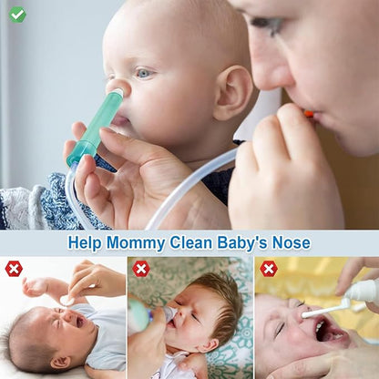 Baby Nasal Aspirator with 24 Filters, Mouth Suction Nasal Congestion Relief for Toddlers 2 Silicone