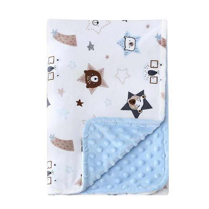 DaysU Silky Micro Soft Plush Baby Blankets for Girls with Print Animal Pattern and Soothing Raised Dots, Double Layer Bed Throws for Baby Crib 30x40 Inches