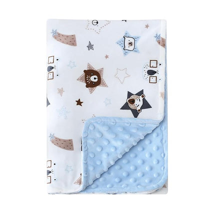 DaysU Silky Micro Soft Plush Baby Blankets for Girls with Print Animal Pattern and Soothing Raised Dots, Double Layer Bed Throws for Baby Crib 30x40 Inches