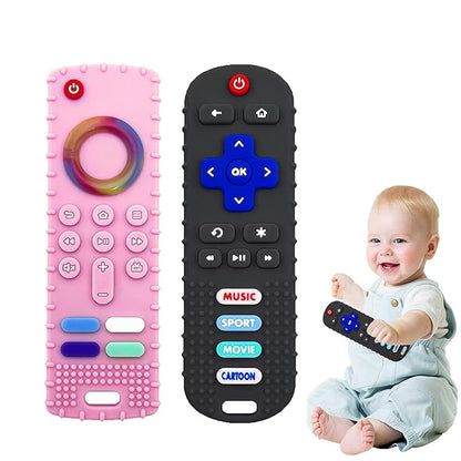 Baby Teething Toys-TV Remote Control Shape Silicone Infants Teething Toys 0-18 Months,BPA-Free