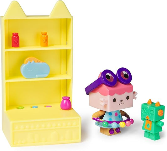 Gabby's Dollhouse, Celebration Series Baby Box Cat Bobble Figure with Dollhouse Furniture and Accessories 3 and