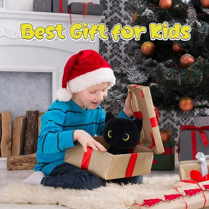 Black Cat Plush Toy, Cute Black Cat Stuffed Animals Kawaii Black Cat Plushie Doll