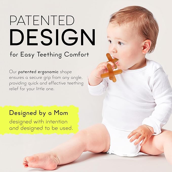 Moonjax Natural Rubber Baby Teething Toys - Baby teether for Infants, Toddlers