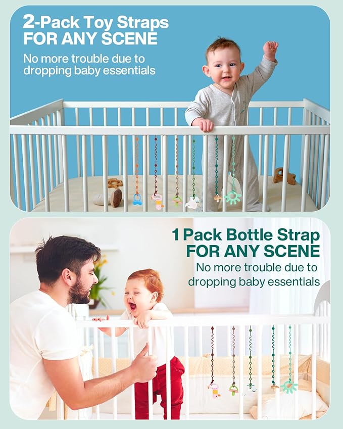 Toy Straps for Baby, Adjustable Toy Holder for Stroller Accessories (3- Pack)