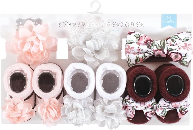 Hudson Baby Girl's Headband and Socks Giftset