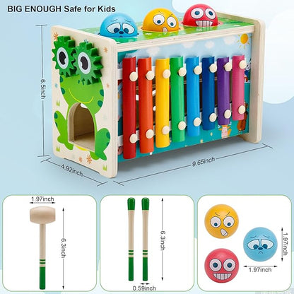 6-in-1 Pound A Ball Toy for Toddlers 1 2 3 - Hammering Pounding & Tapping Toy with Xylophone, Gear 1st Birthday