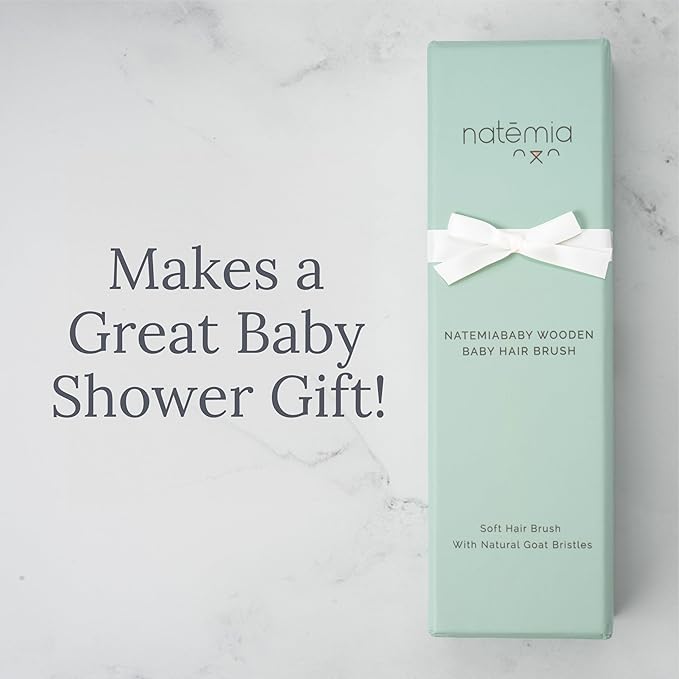 Natemia Soft Bristle Baby Hair Brush - Wooden Toddler & Newborn Grooming Cradle Cap Brush - Baby Comb for Soft Hair - For Infants and Kids - Girl and Boy