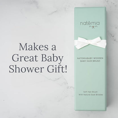Natemia Soft Bristle Baby Hair Brush - Wooden Toddler & Newborn Grooming Cradle Cap Brush - Baby Comb for Soft Hair - For Infants and Kids - Girl and Boy