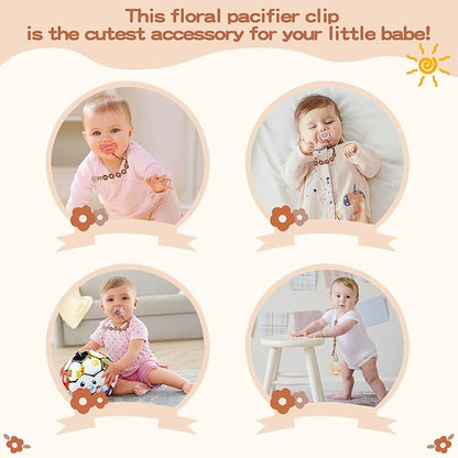 Pacifier Clip for Boys Girls Floral Daisy Macrame Paci Clip
