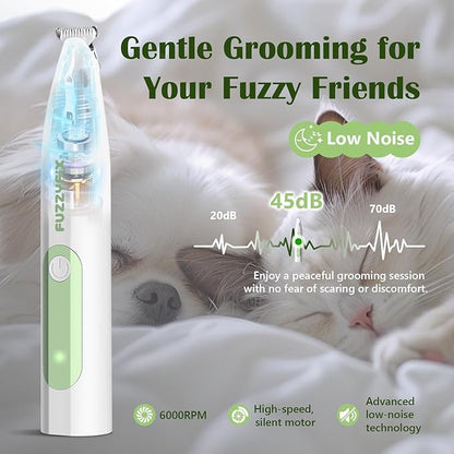 Dog Paw Trimmer with LED Light, Low Noise Hair Trimmer for Dogs Type-C Rechargeable Grooming Kit Dog Grooming Clippers for Paws, Eyes, Ears, Face, Rump