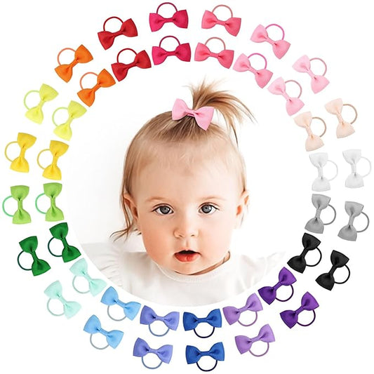 40PCS 2 Inches Baby Hair Ties, OAOLEER Toddler Hair Ties with Bows 2 Inch)
