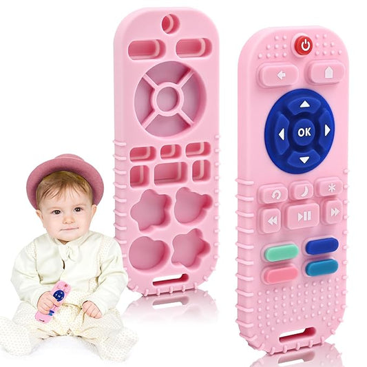 AiTuiTui Baby Teether for Teething Relief Baby Toys 3 6 9 12 Months, Silicone Baby Teether Toy for Babies Remote Control Newborn Infant Boy Girl Autism for Baby Gifts