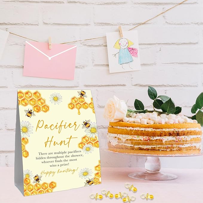 Mini Pacifiers Baby Shower Game, Pacifiers Hunt Sign 50Pcs Yellow