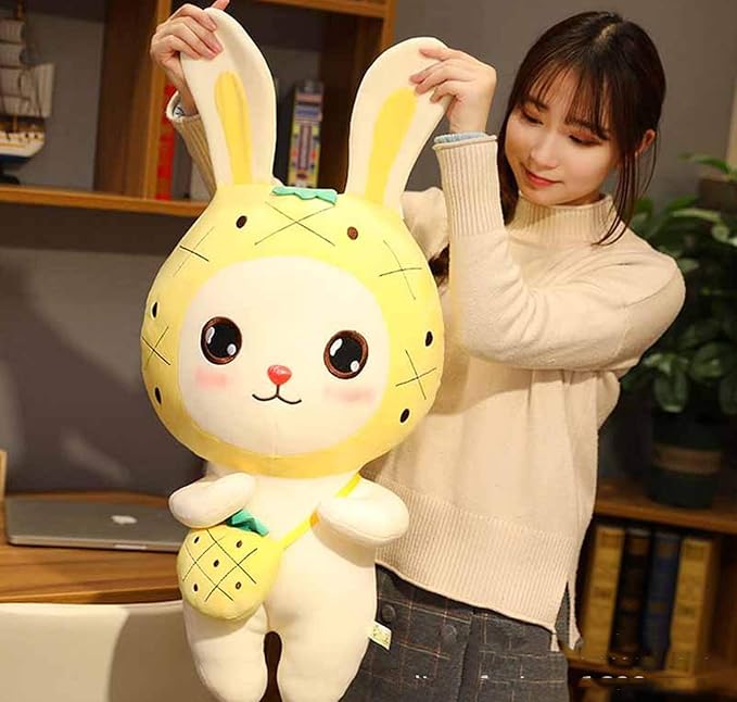 Cute Fruit Bunny Doll Strawberry Rabbit Doll Soft Cushion Pillow Plush Toy Animal Doll Creative Toy for Kids, Orange