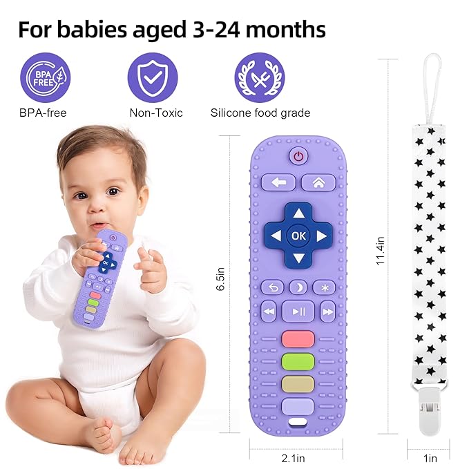 Chuya Silicone Baby Teether Toy Chew Toy for Babies 0-6 3-24 Months, (3 Pack)