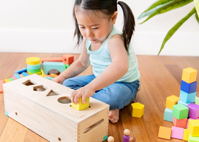 Lovevery 70-Piece Solid Wood Building Block Set, Shapes 12 Months+