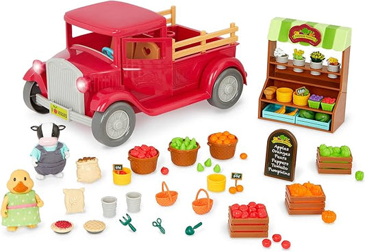 Li’l Woodzeez – Market Truck Playset with 2 Posable Doll Figures 3+