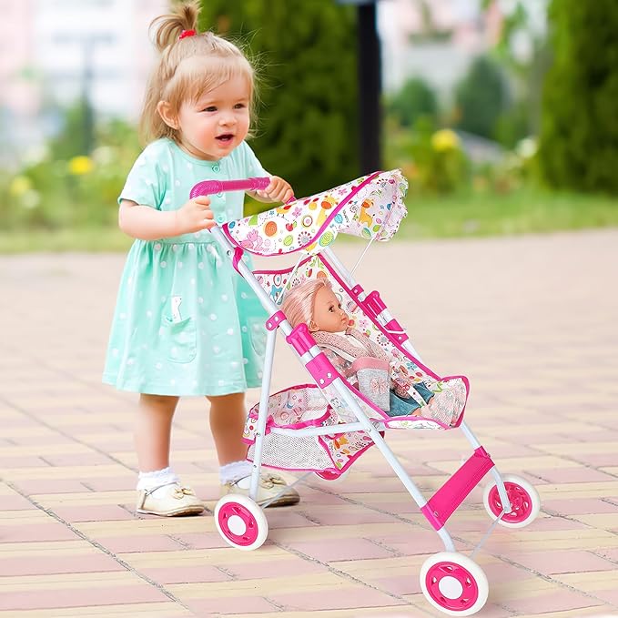 deAO Baby Doll Stroller Set Baby Doll Accessories with Feeding 12in 14in 16in Doll