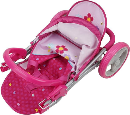 509 Crew 509: Garden Twin Doll Stroller - Kids Pretend Play, Front Swivel Wheels 3+
