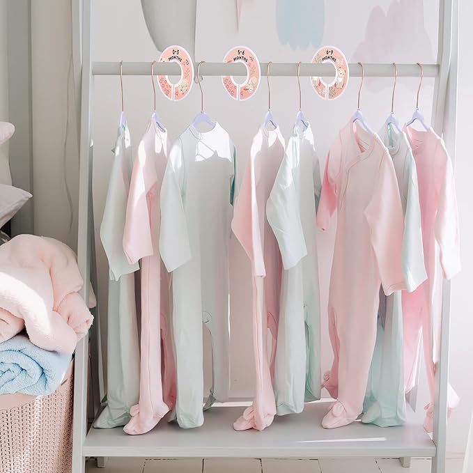 Baby Hangers, VIS'V 11 Inch Lavender Velvet Kids Hangers with 6 Pcs Size Dividers Non Slip Nursery Children Closet Clothes Hangers for Infant Toddler Girls and Boys 50 Pcs