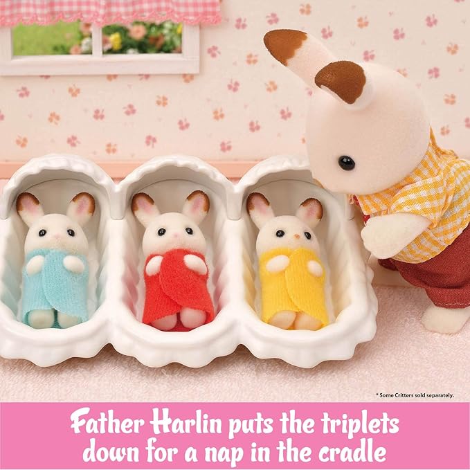 Calico Critters Triplets Care Set - Dollhouse Playset with 3