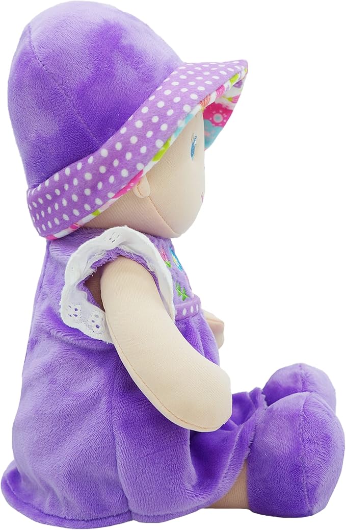 June Garden 12" Soft Dolly Laura - Stuffed Soft Baby Doll Gift for 1 2 3 Year Old Girls